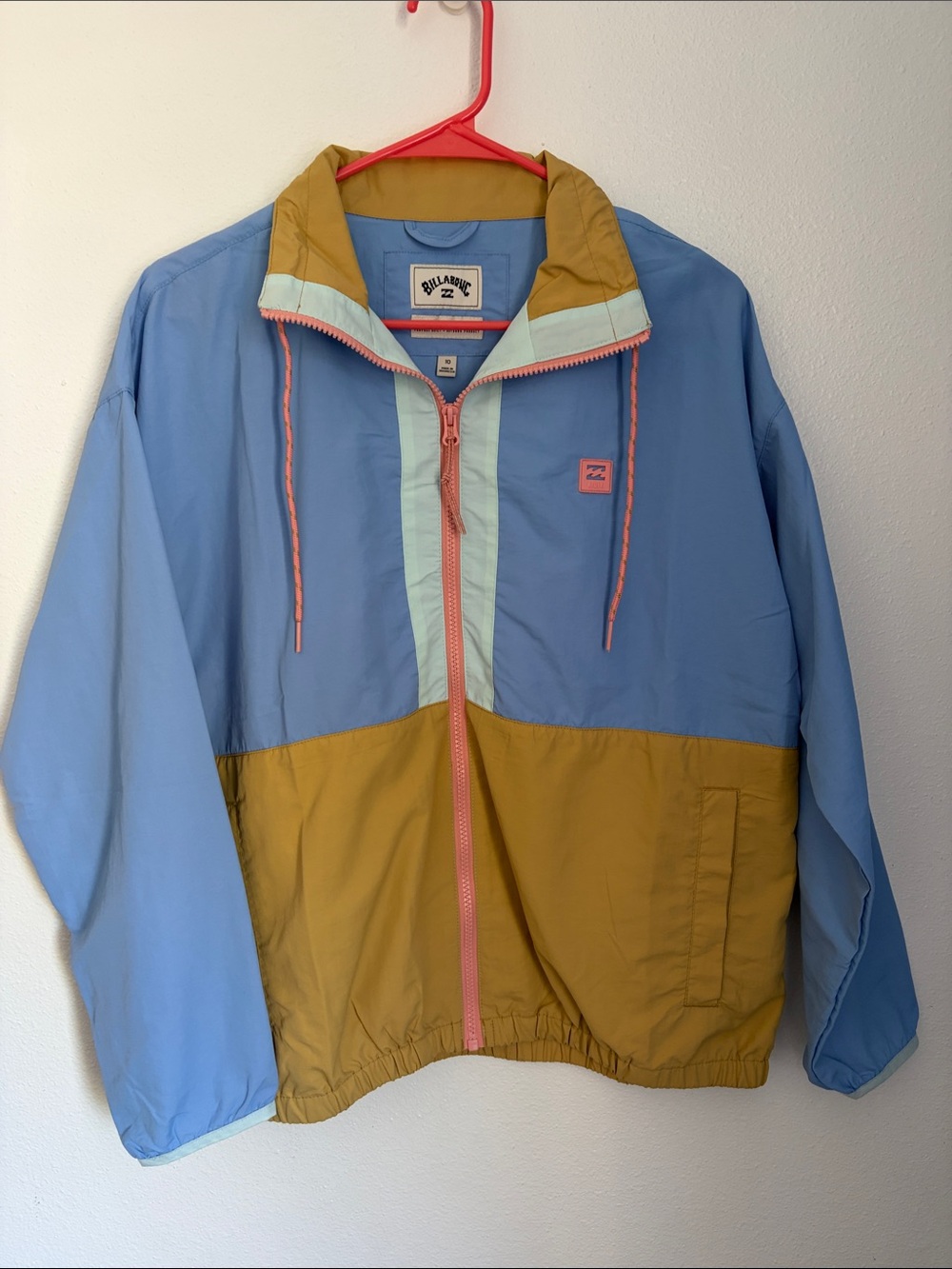 Billabong Two-Tone Windbreaker Jacket - Light Blue & Mustard